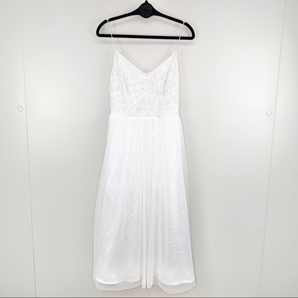 Adrianna Papell Beaded Floral Dress White Size 10 - Picture 2 of 14